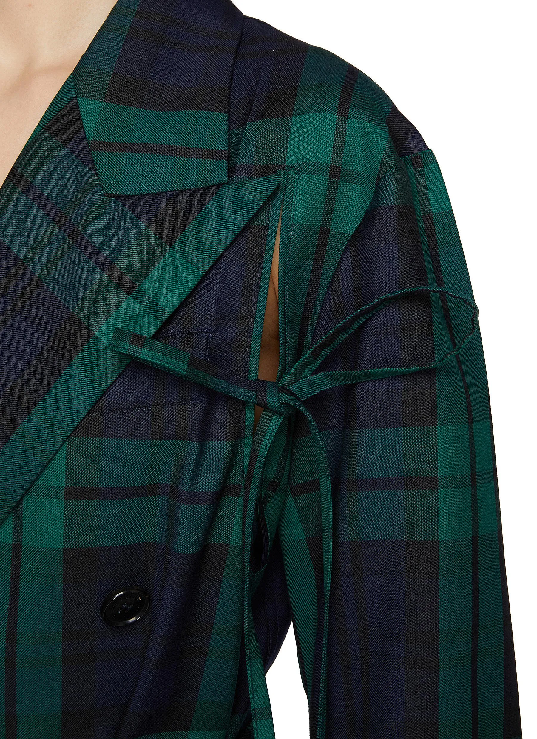 -----------SETCHU  ---- ------------ ----Eisha Tartan Belted Waist Double Breasted Blazer --