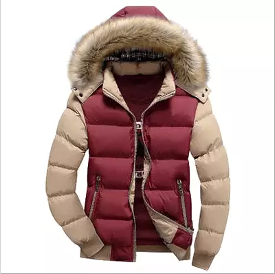 AshoreShop Mens Fleece Warm Hooded w/Fur Parka Jacket