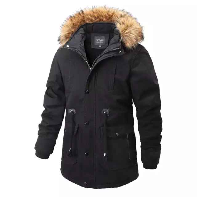 AshoreShop Mens Winter Warm Windproof Fur Collar Parka