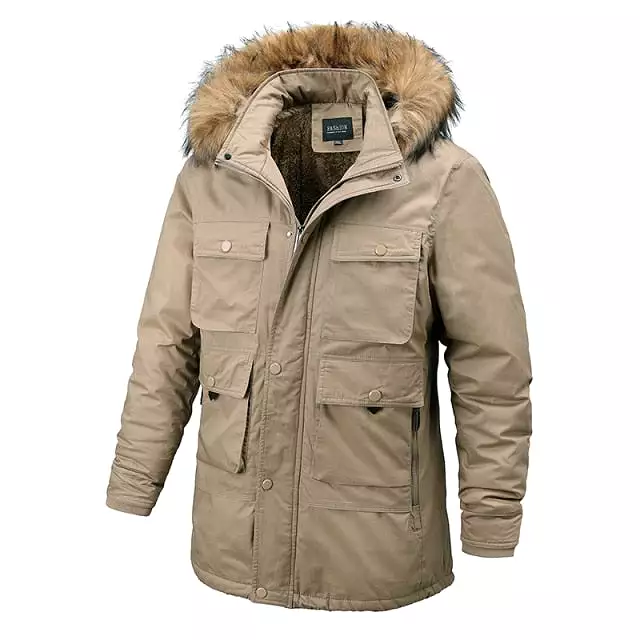 AshoreShop Mens Winter Warm Windproof Fur Collar Parka