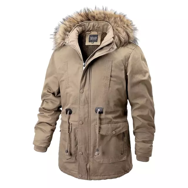 AshoreShop Mens Winter Warm Windproof Fur Collar Parka