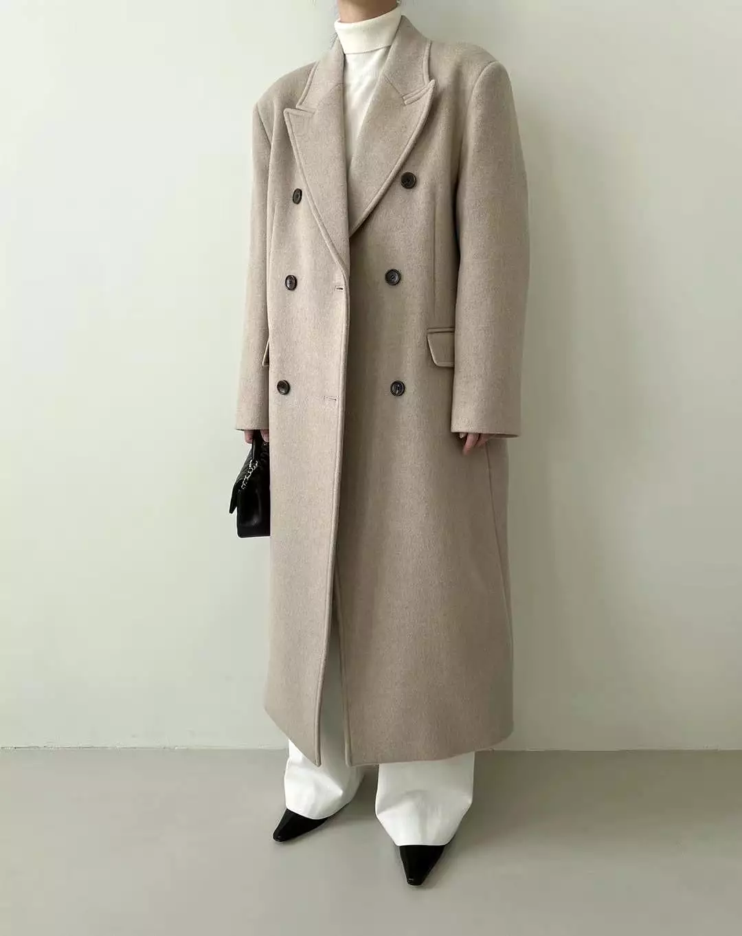 Asya Wool Double Breasted Coat Beige