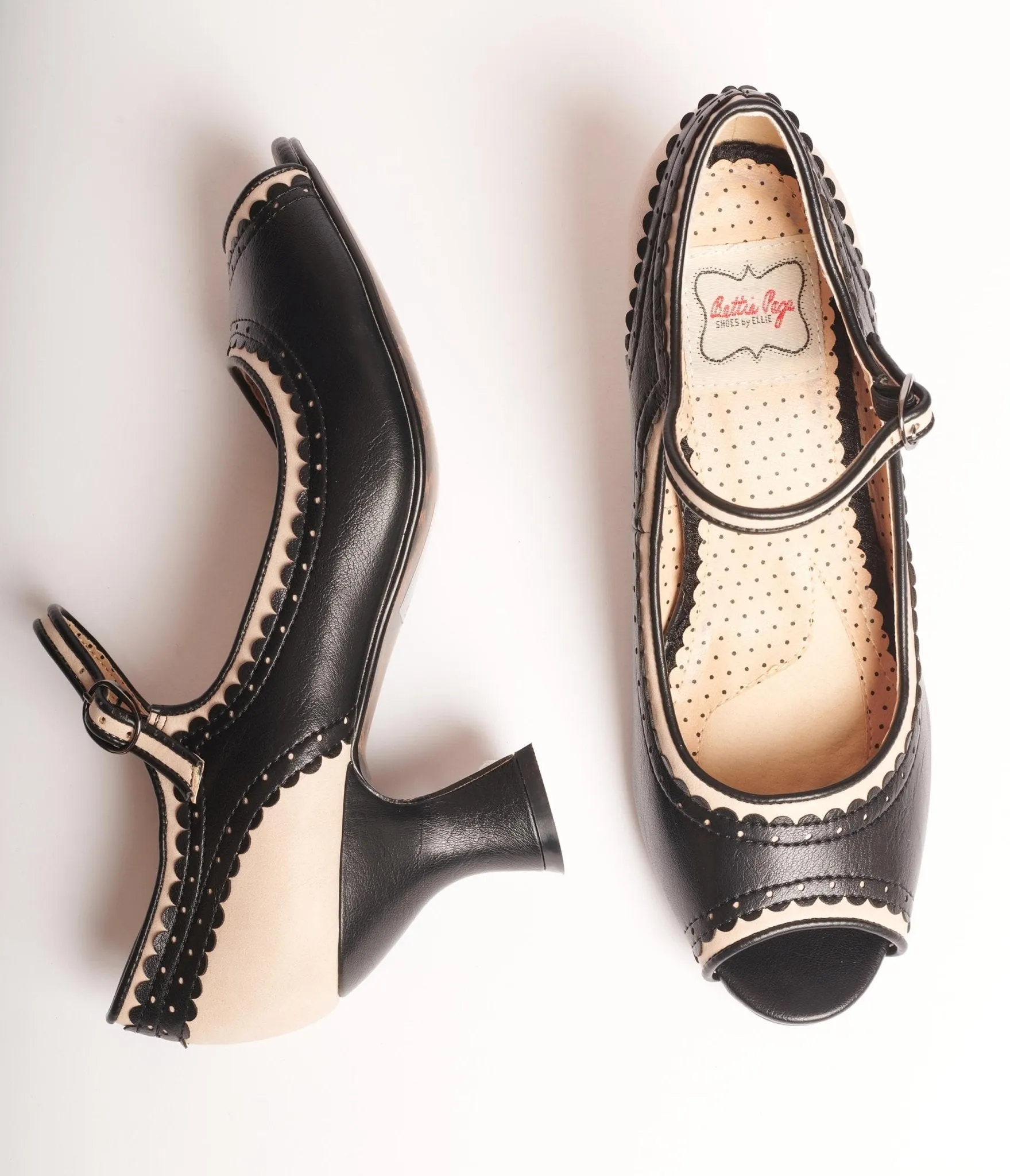 Bettie Page Black & Nude Peep Toe Lydia Heels