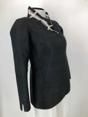 Black White Raw Silk Size SMALL (S) Top