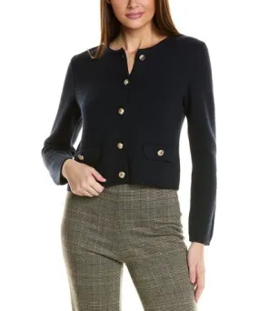 Bruno Magli Cropped Crewneck Wool Jacket