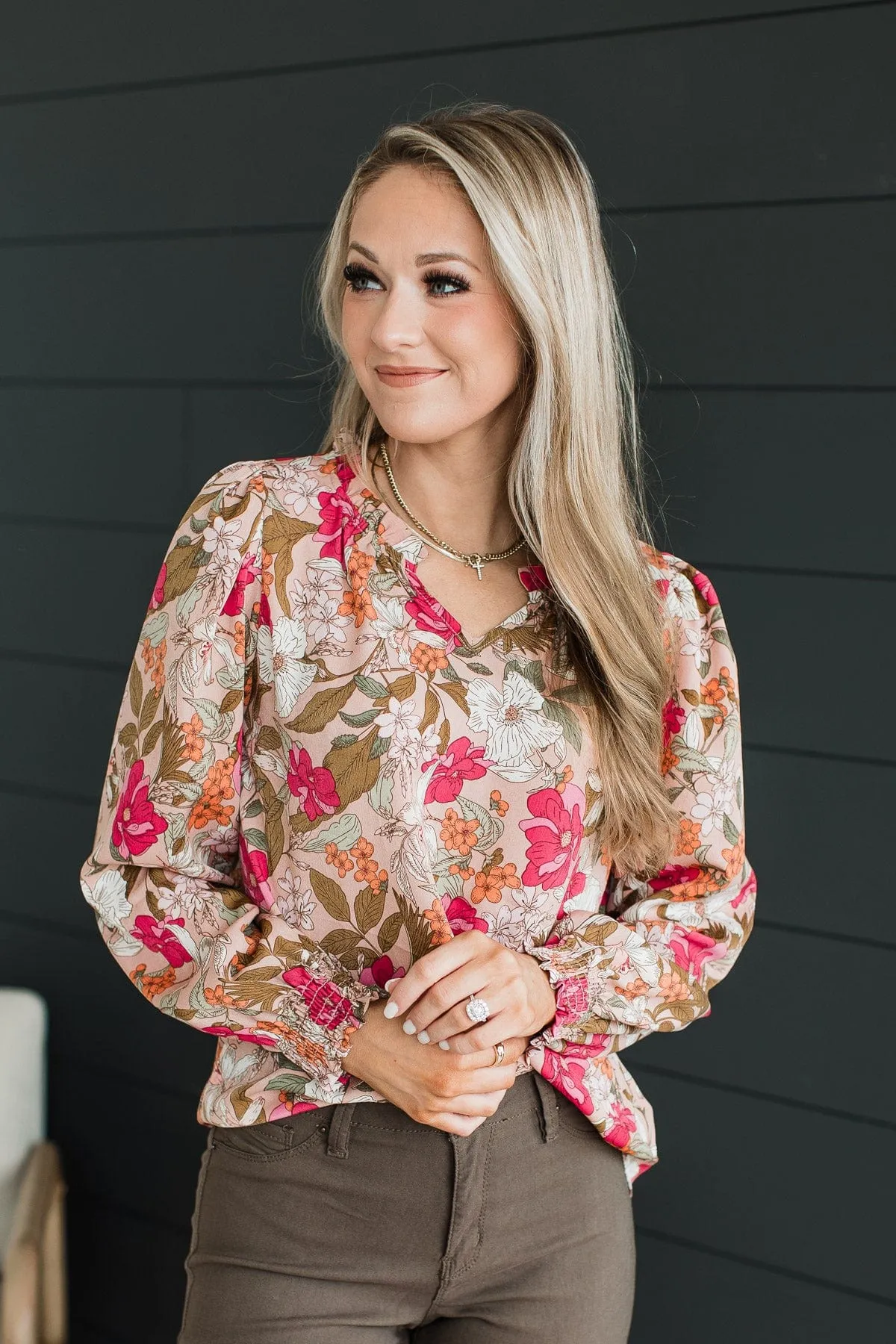 Captivate Your Heart Floral Blouse- Dusty Blush