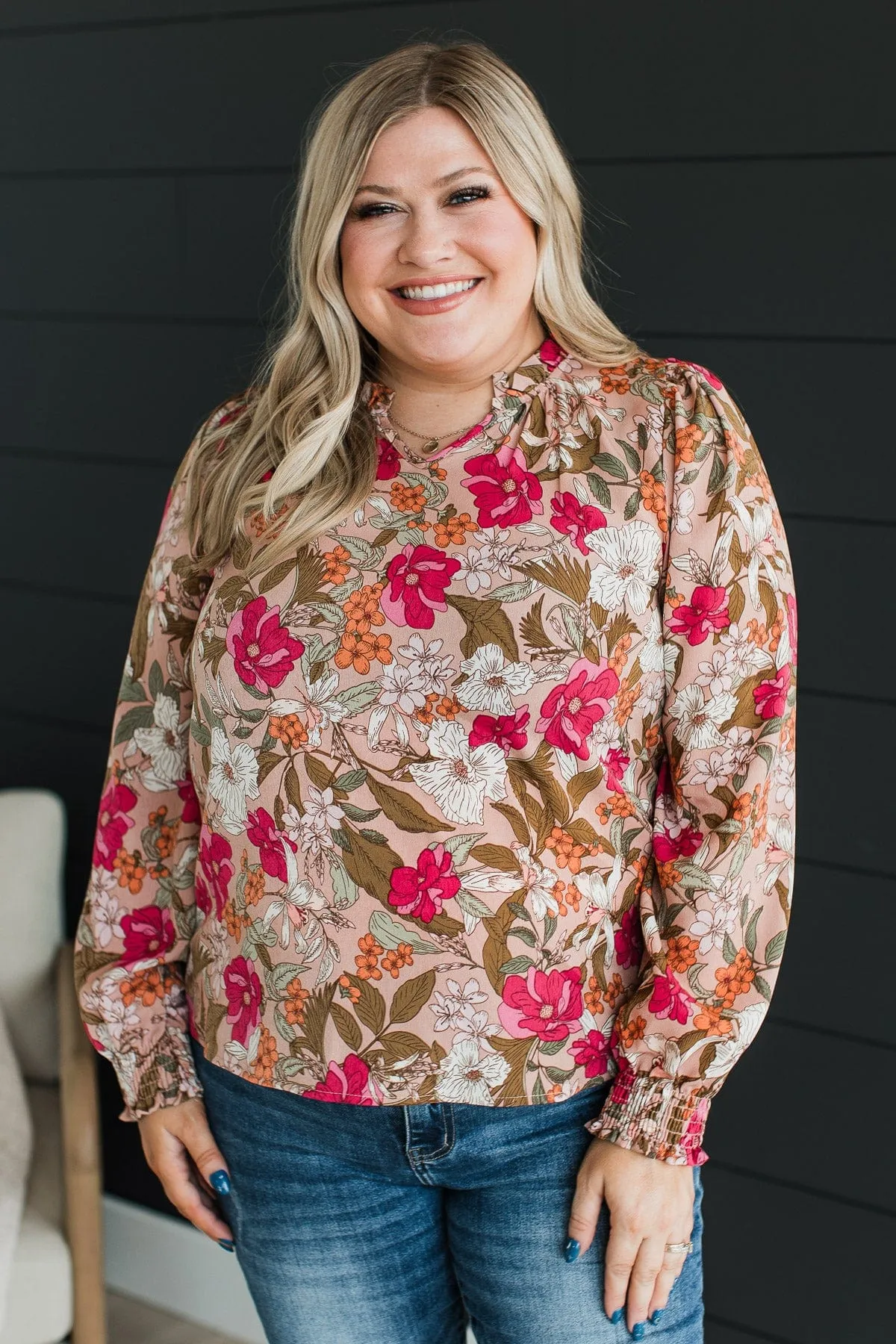 Captivate Your Heart Floral Blouse- Dusty Blush