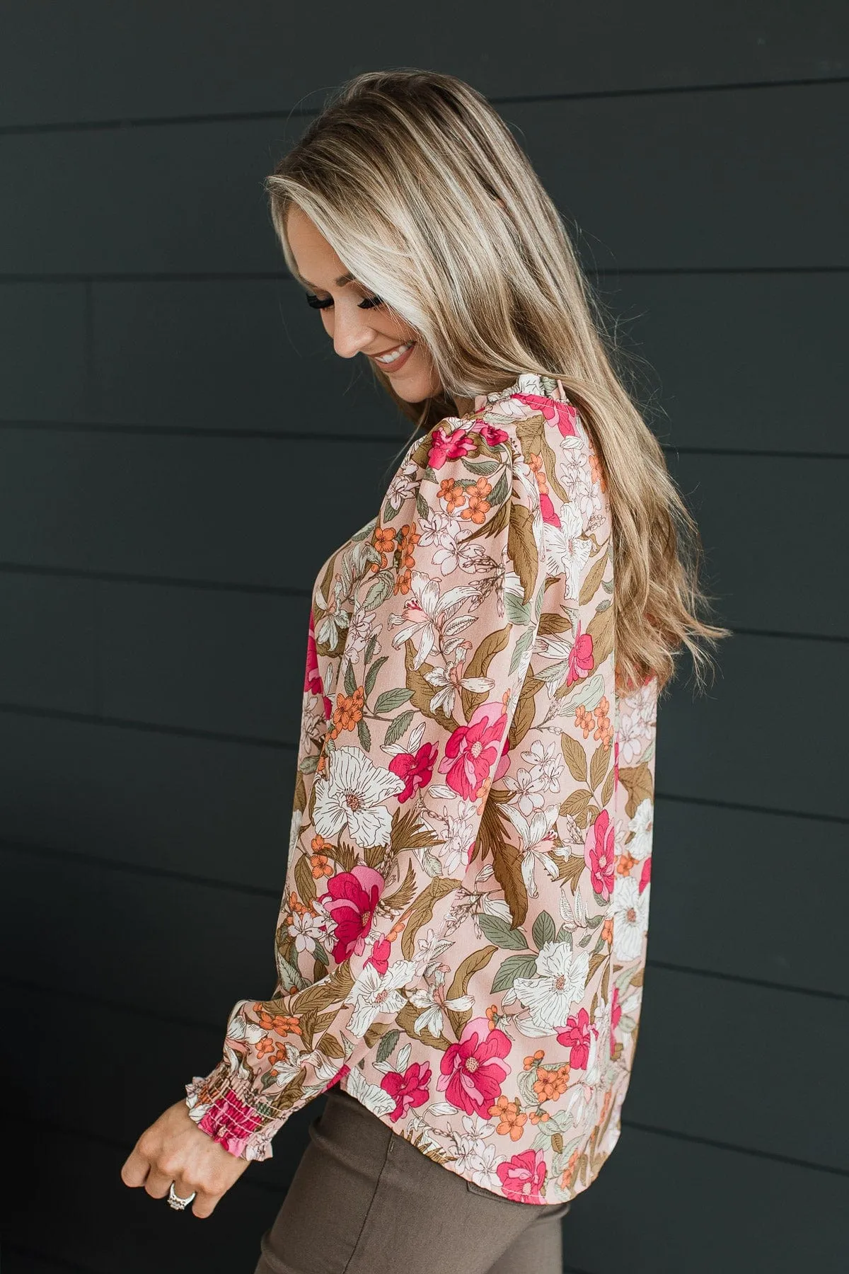 Captivate Your Heart Floral Blouse- Dusty Blush