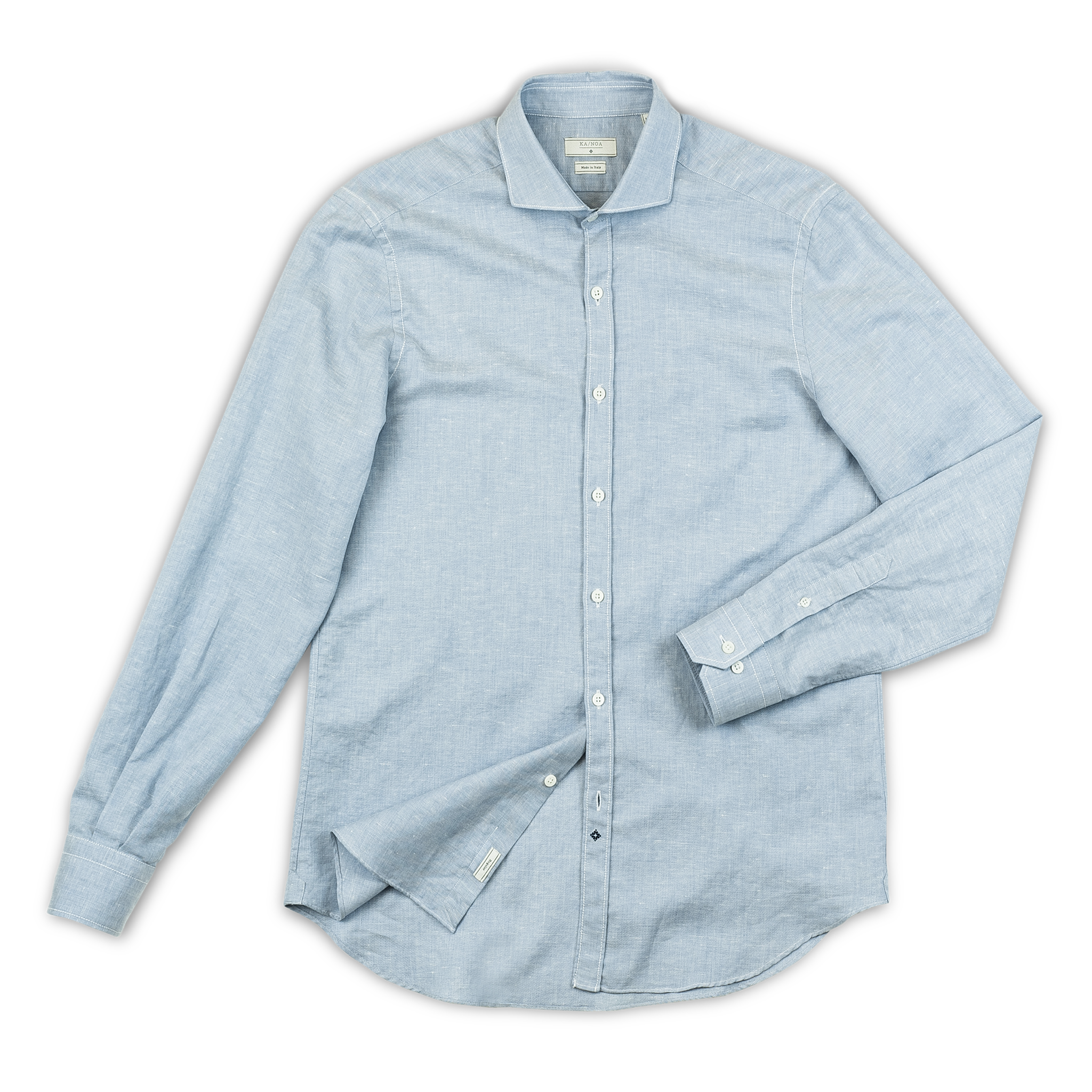 Clodoveu long-sleeved shirt in master oxford linen (sky blue)