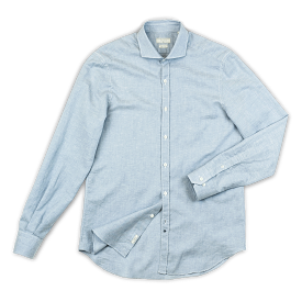 Clodoveu long-sleeved shirt in master oxford linen (sky blue)