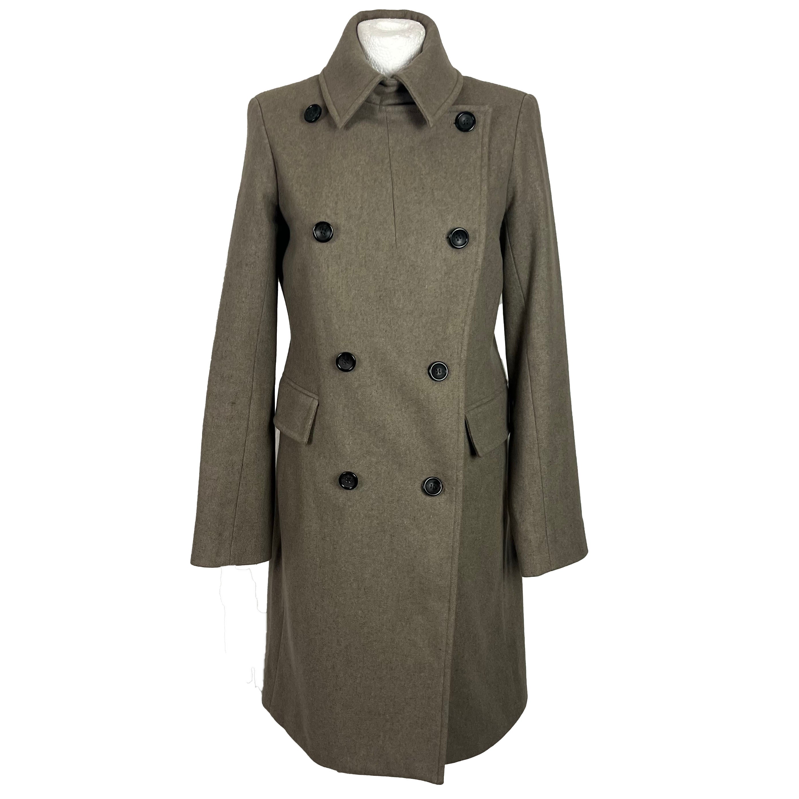 Club Monaco Greige Wool Mix Double Breasted Coat M