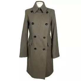 Club Monaco Greige Wool Mix Double Breasted Coat M