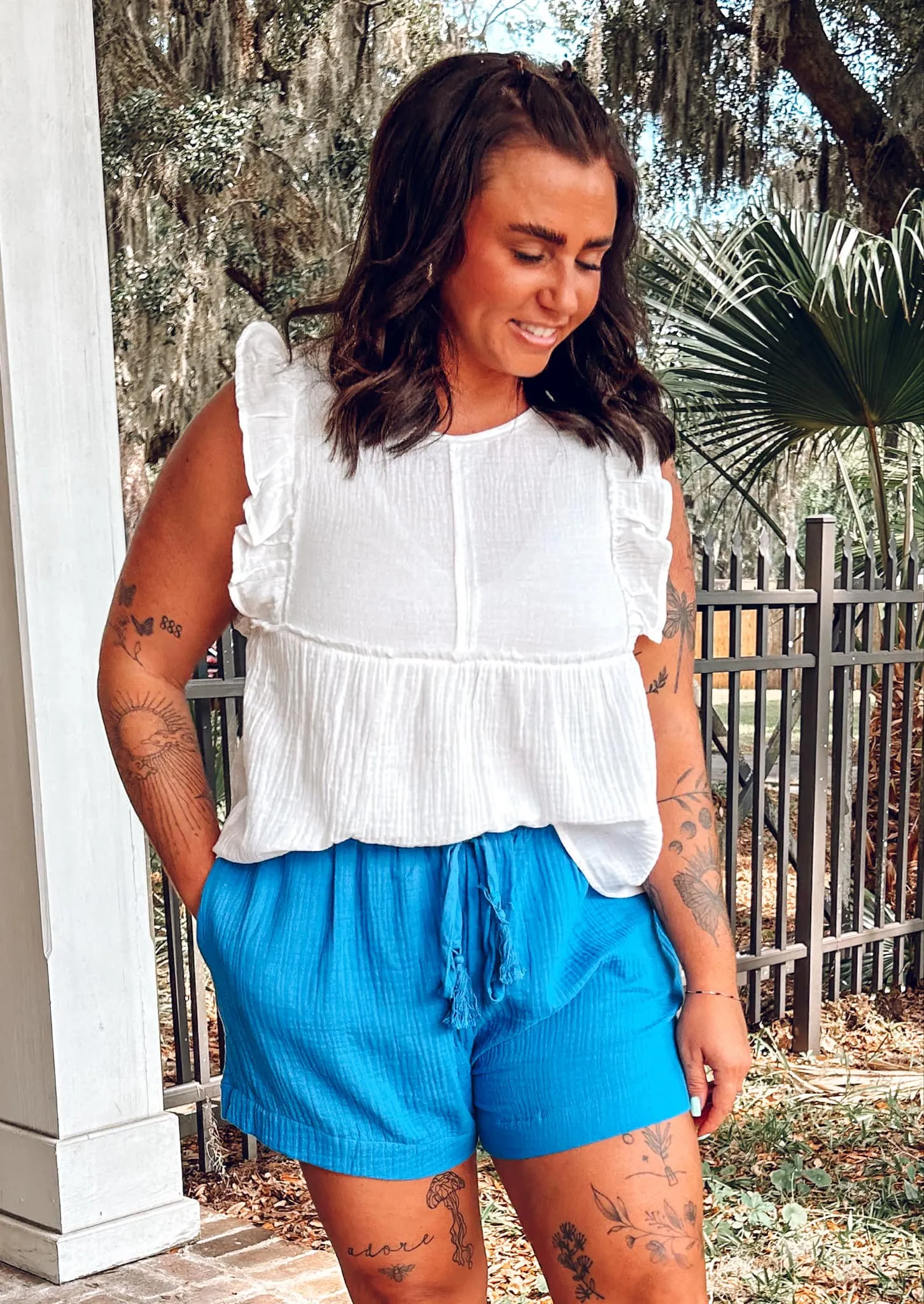 Crisp Ruffle Top | White