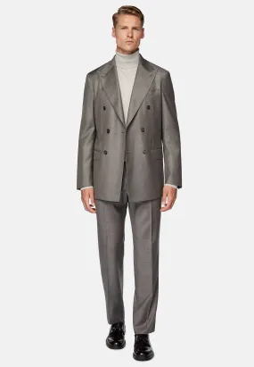 Double-Breasted Dove Grey Suit in Pure Wool