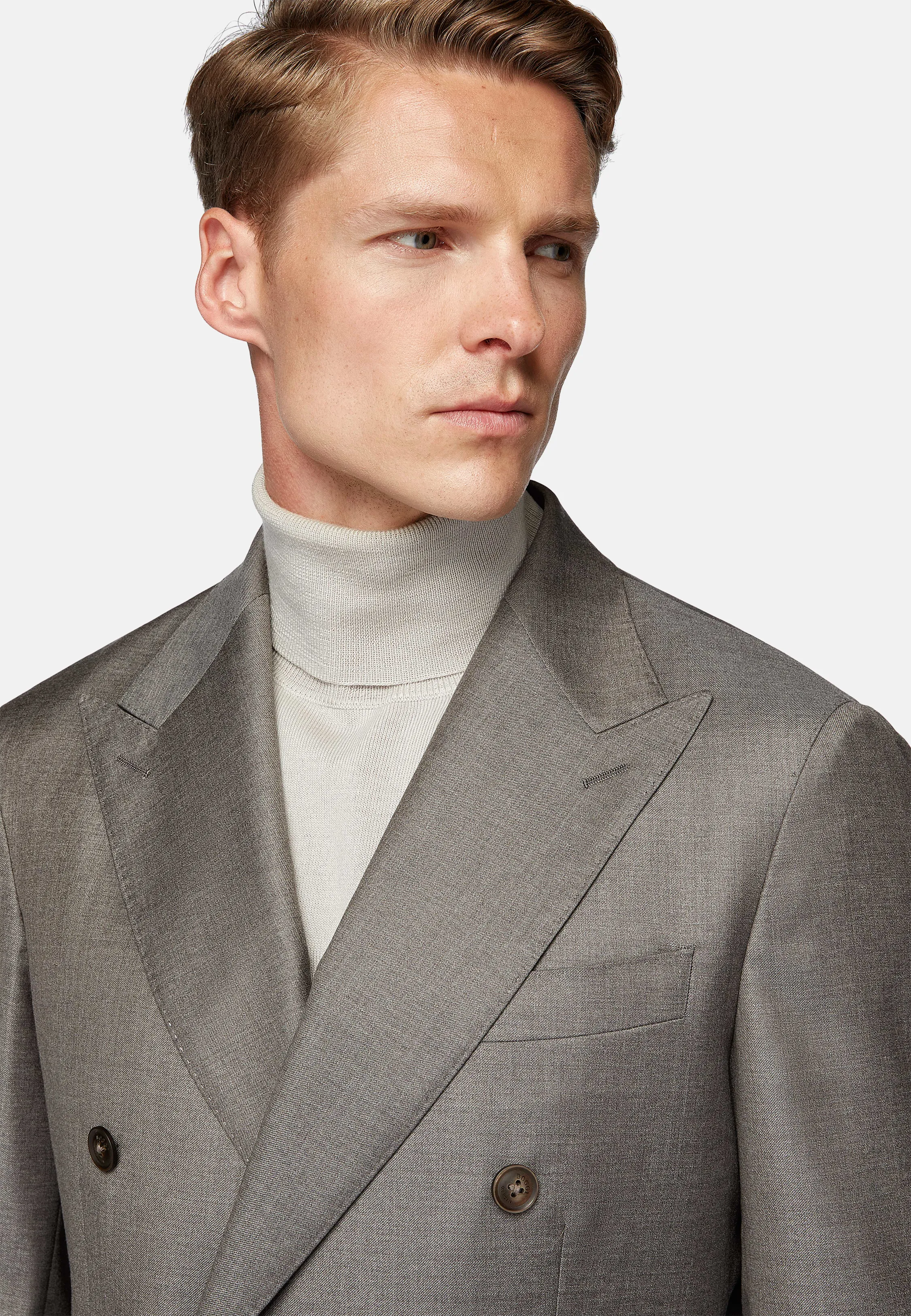 Double-Breasted Dove Grey Suit in Pure Wool