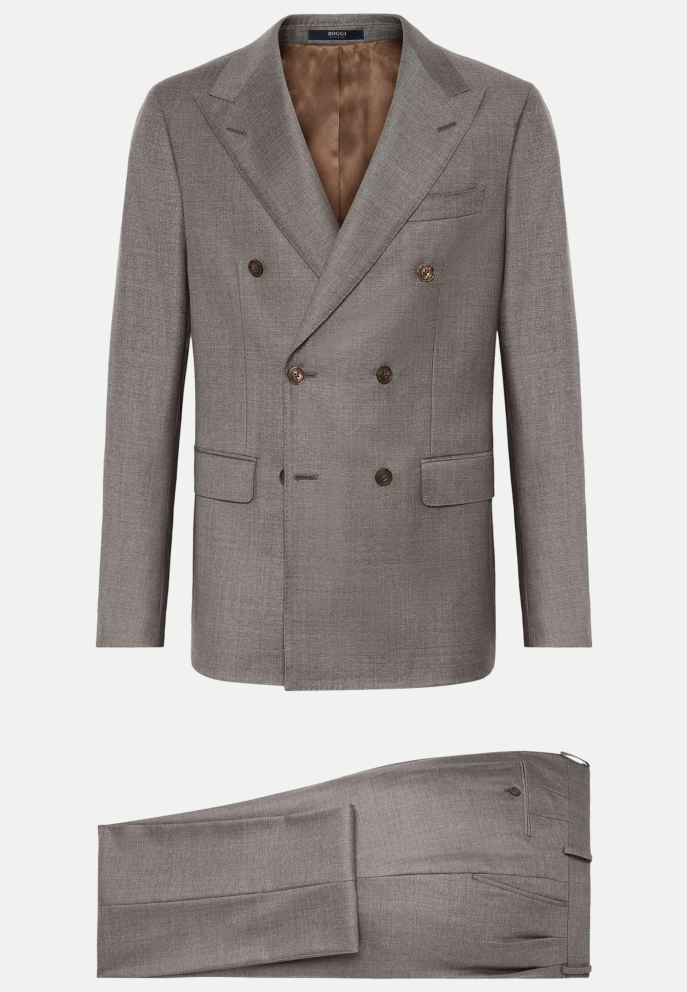 Double-Breasted Dove Grey Suit in Pure Wool