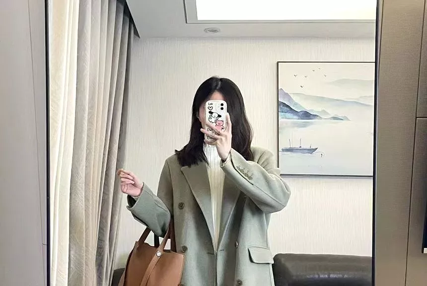 Double Breasted Plain Long Coat IL34