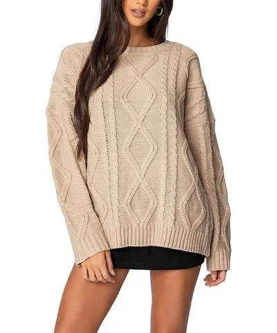 Edikted Kennedy Oversized Cable Knit Sweater