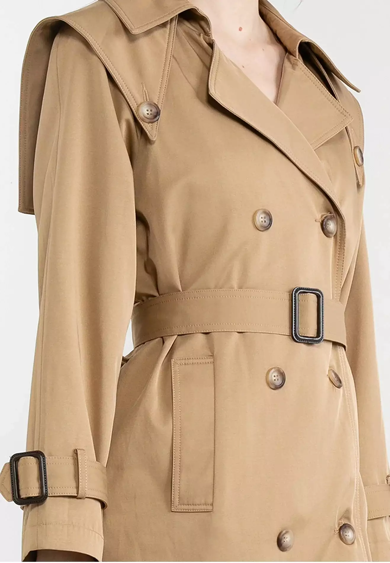 ELLE Apparel Double Breasted Belted Trenchcoat