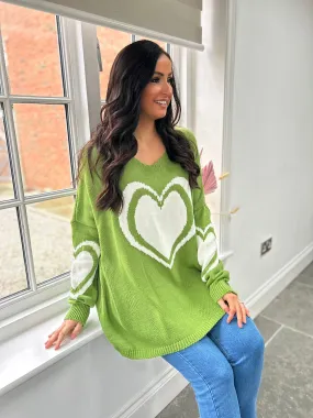 Green Multi Heart Detail Jumper Tina