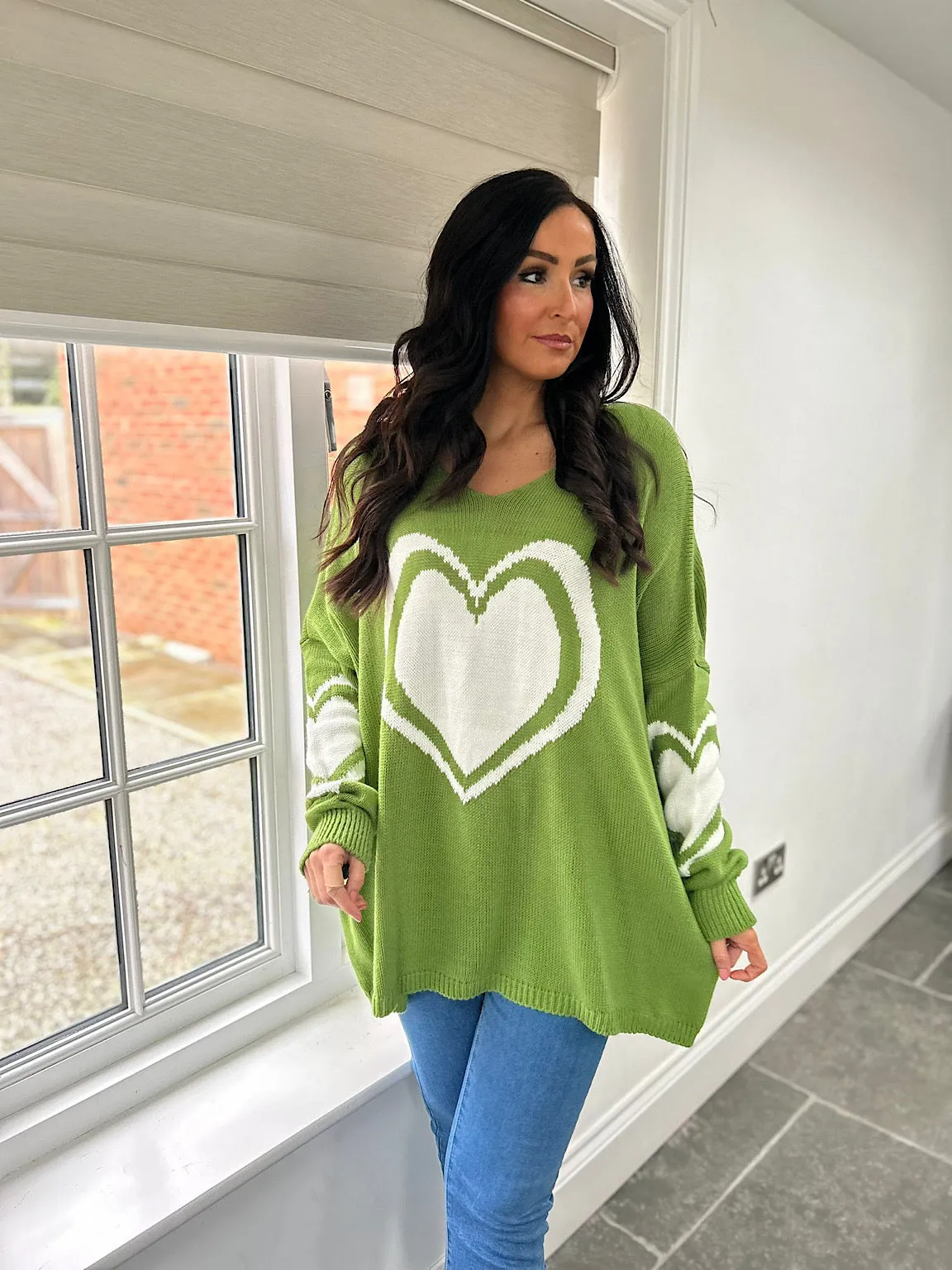 Green Multi Heart Detail Jumper Tina