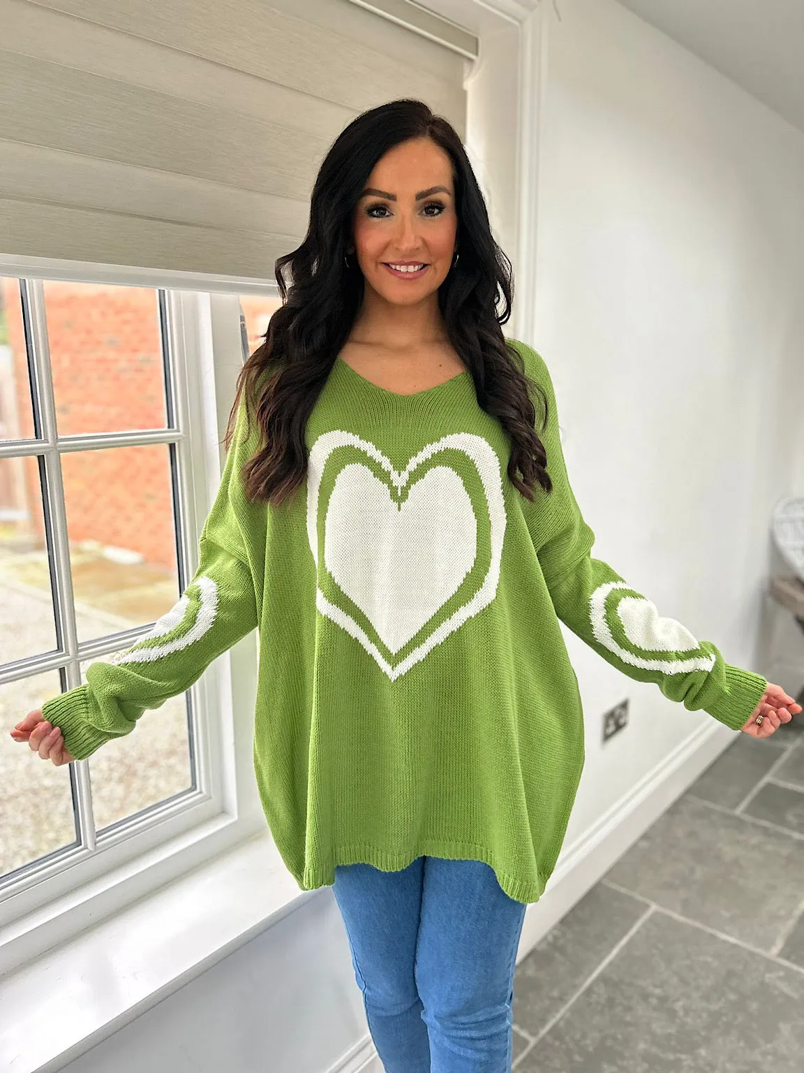 Green Multi Heart Detail Jumper Tina