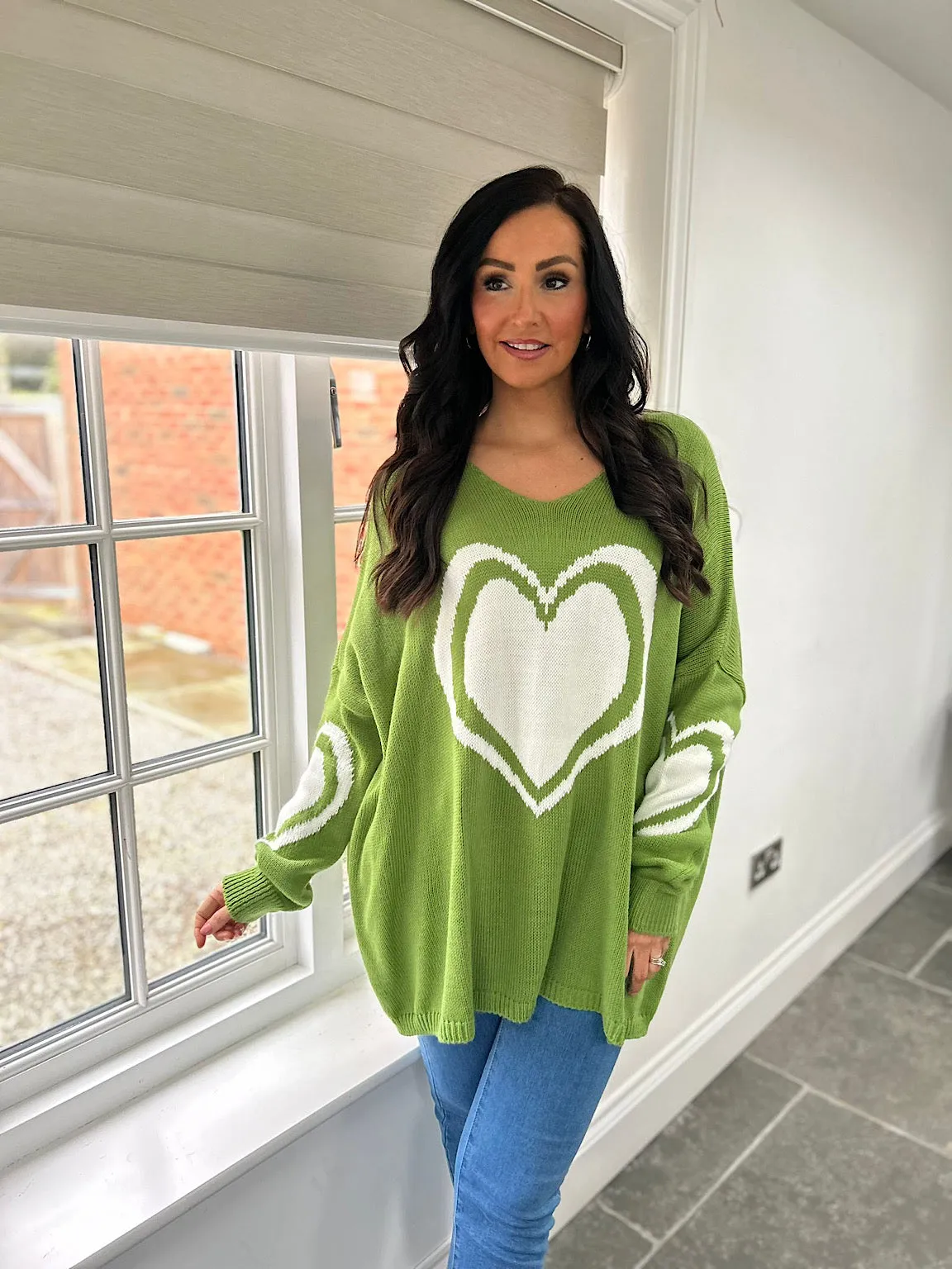 Green Multi Heart Detail Jumper Tina