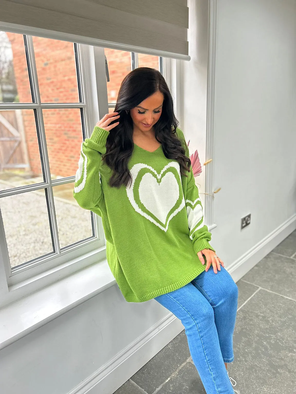 Green Multi Heart Detail Jumper Tina