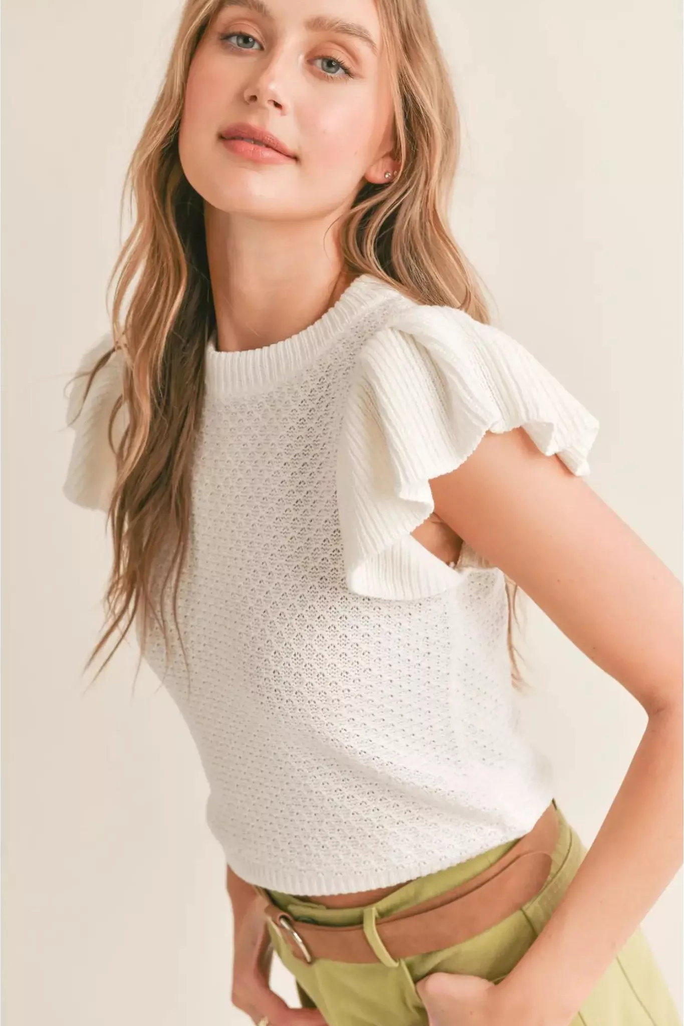 Happy Life Knit Top White