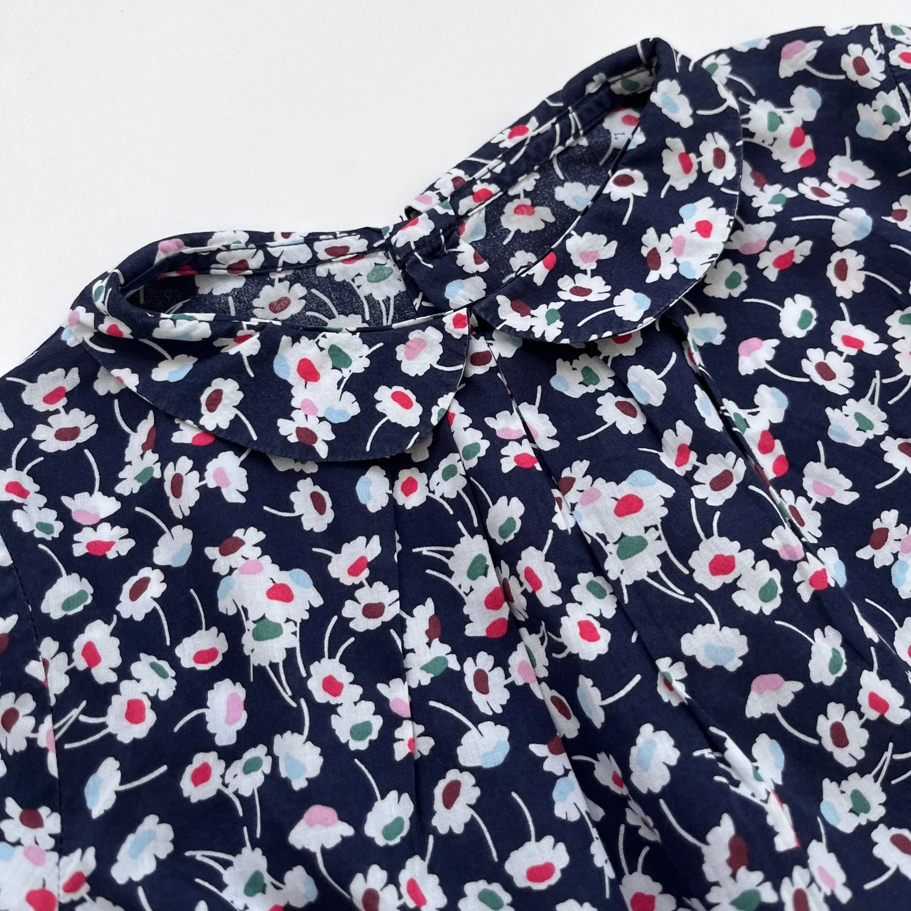 Jacadi Navy Blue Floral Blouse With Collar: 4 Years