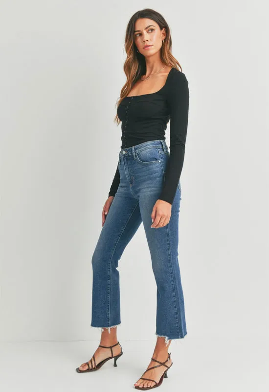 Just Black - Vintage Cropped Flare Dark Denim