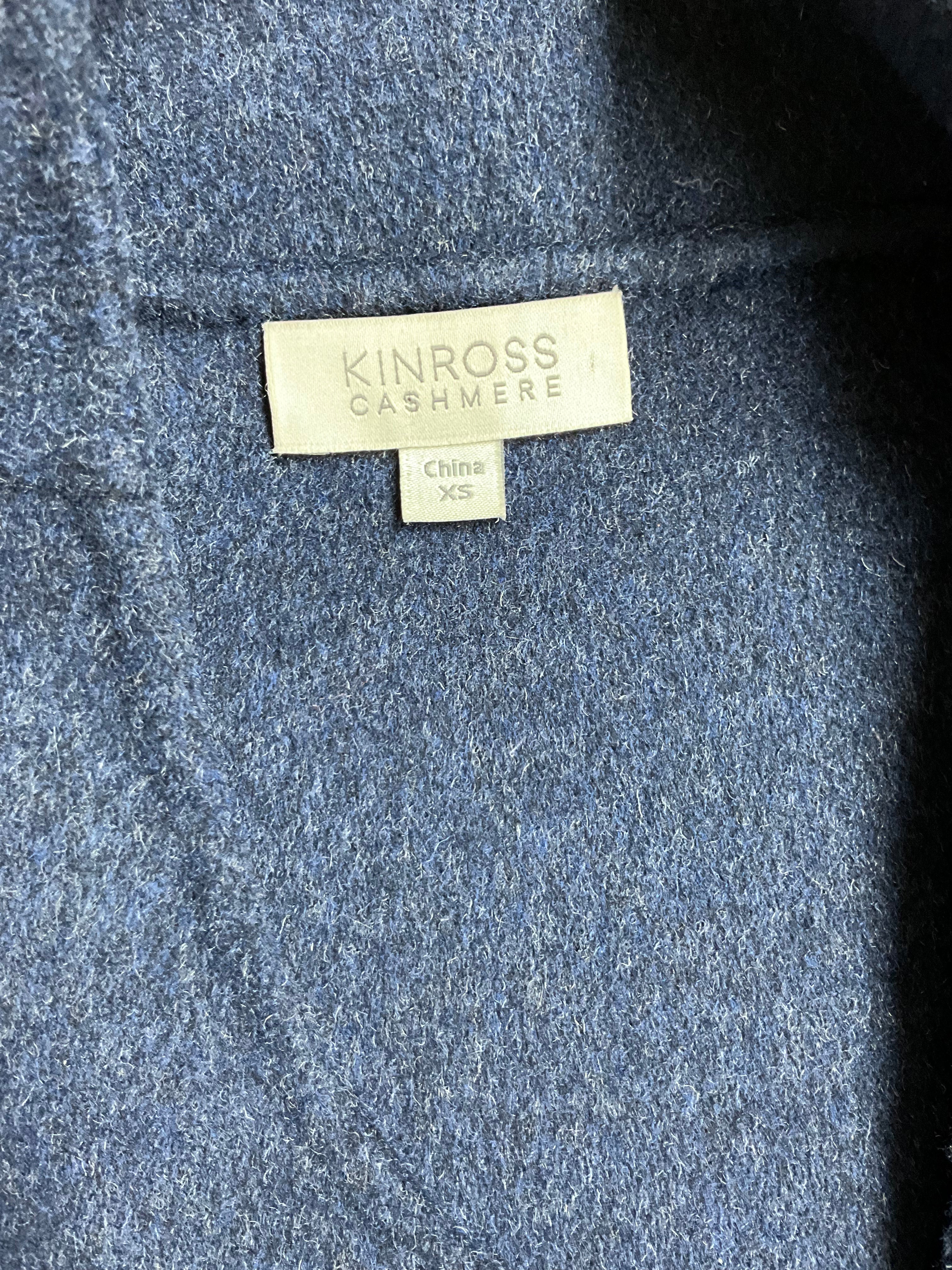 Kinross Cashmere Navy Wool Coat Size XS