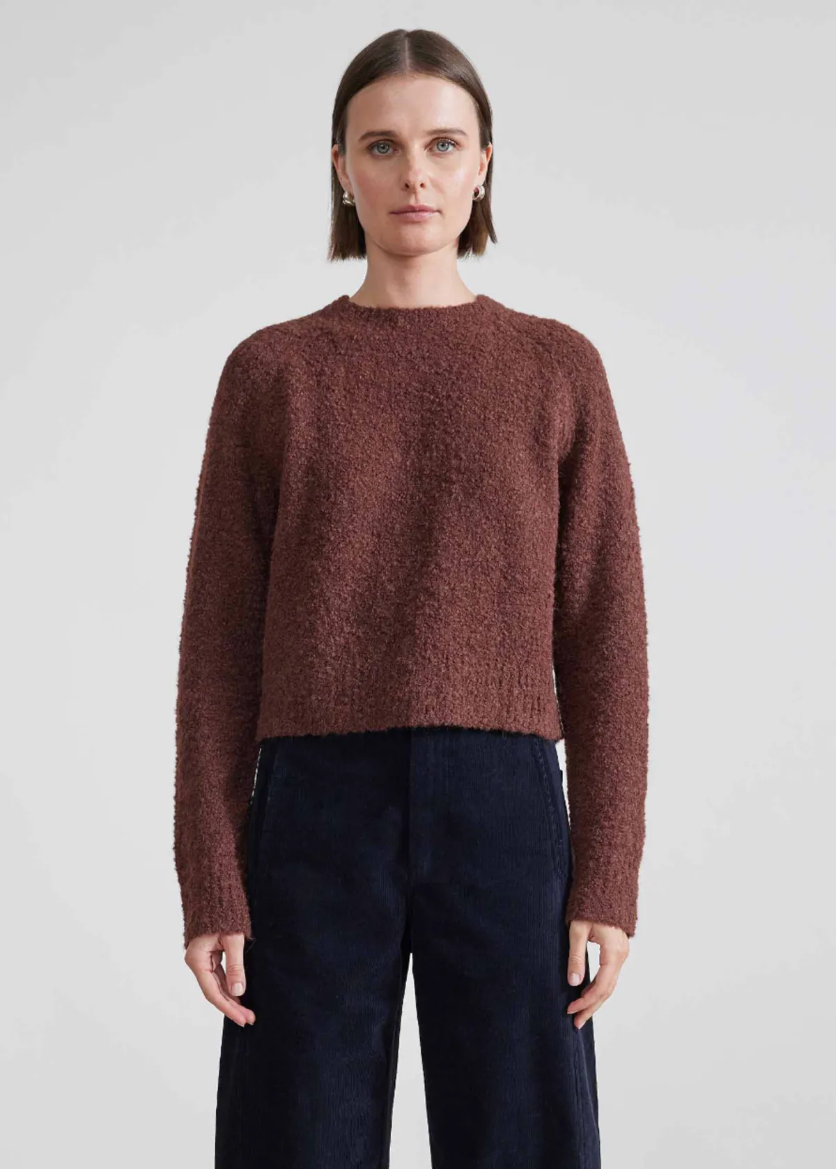 Liisa Textured Crop Sweater - Chocolate