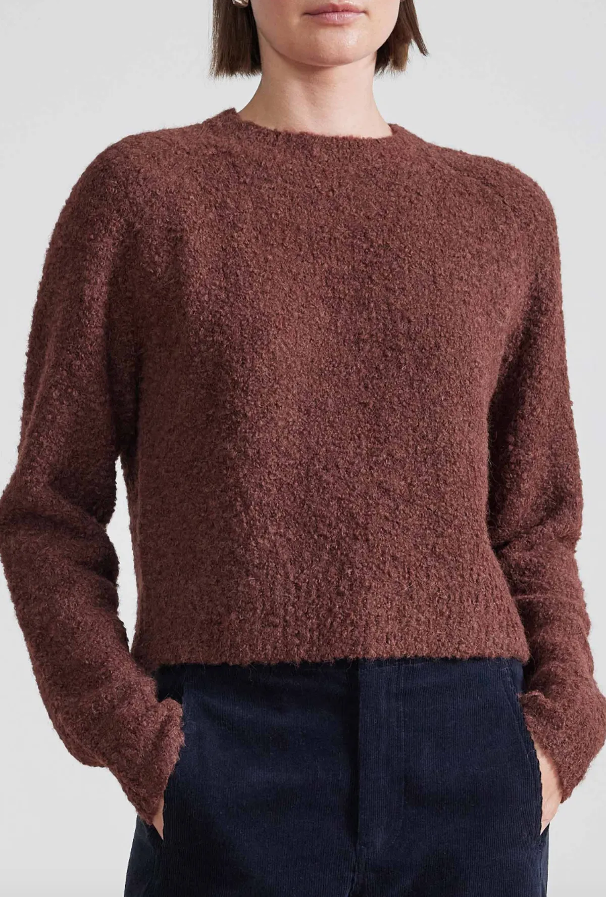 Liisa Textured Crop Sweater - Chocolate