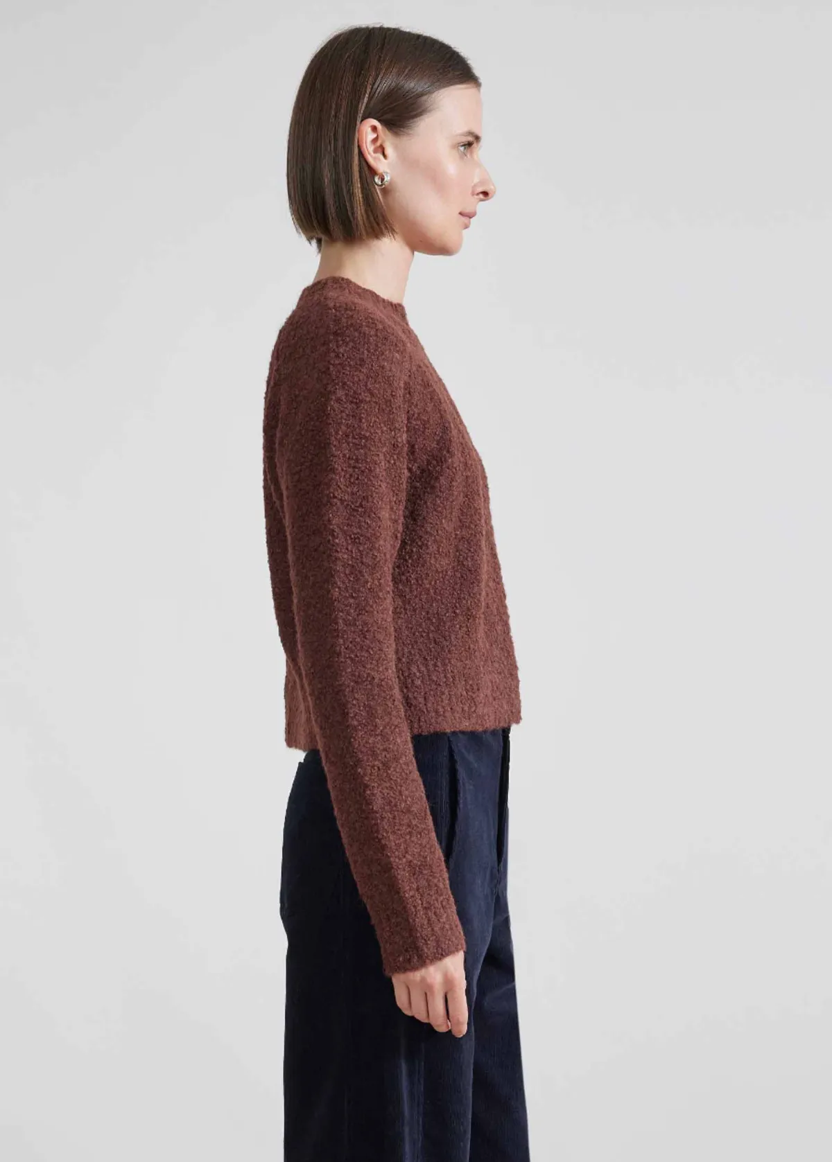 Liisa Textured Crop Sweater - Chocolate