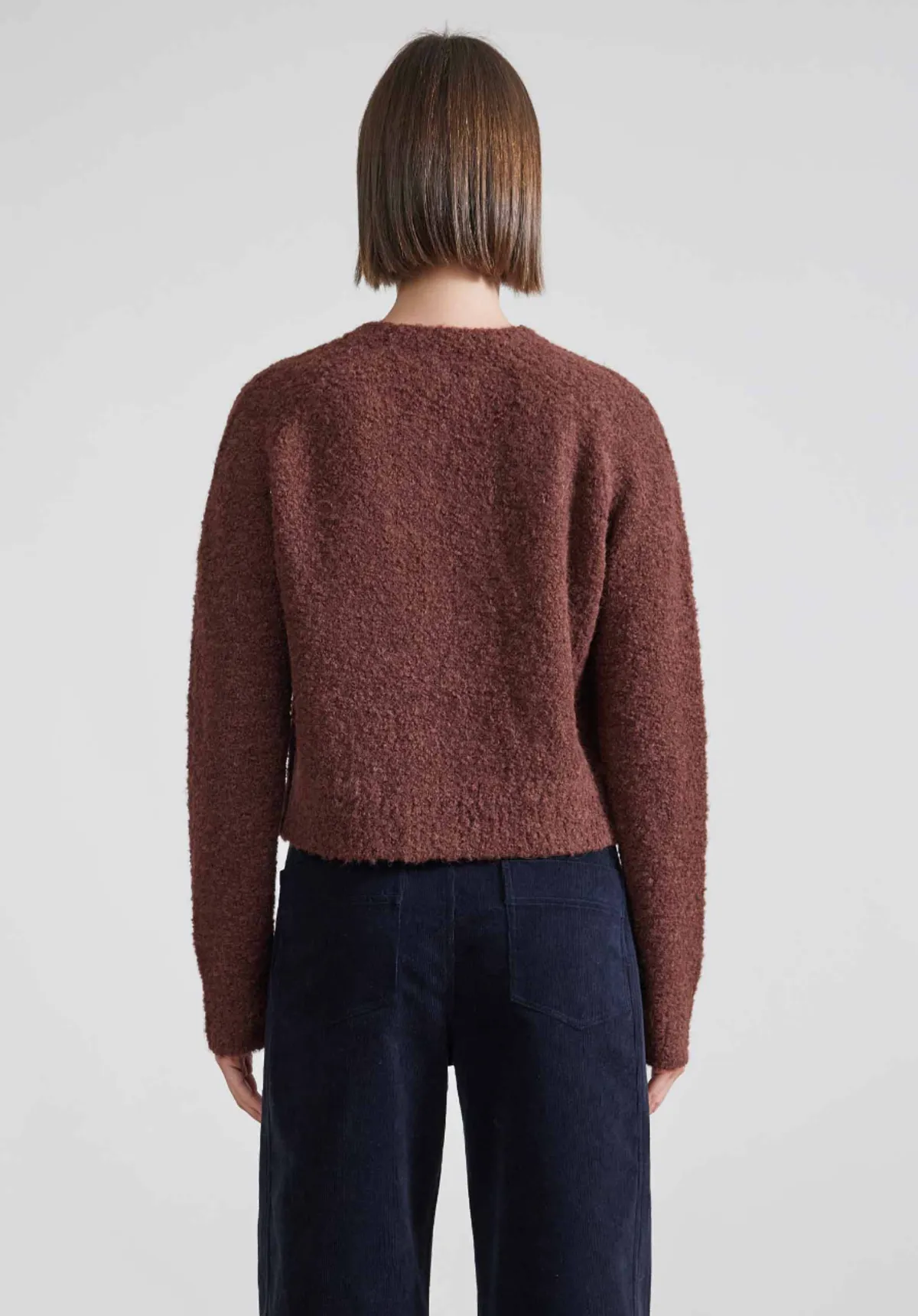 Liisa Textured Crop Sweater - Chocolate