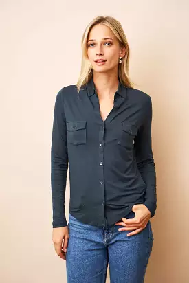 Majestic Soft Touch Long Sleeve Button Pocket Shirt in Crepuscule