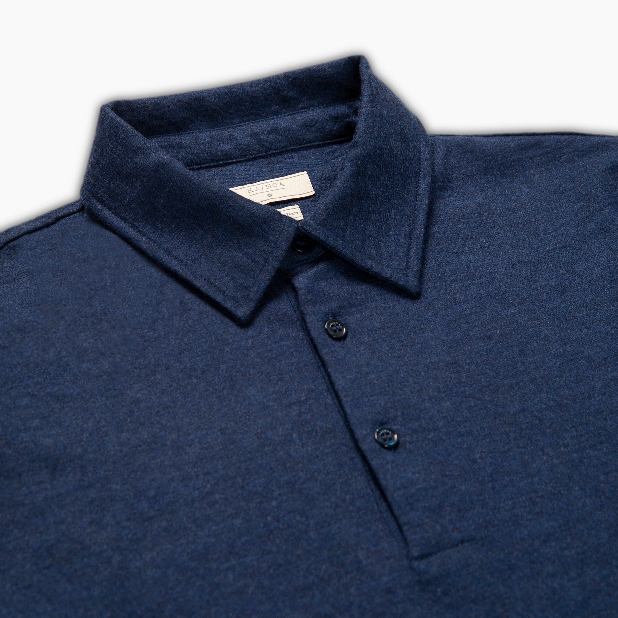 Moris long-sleeved polo shirt in felted wool jersey