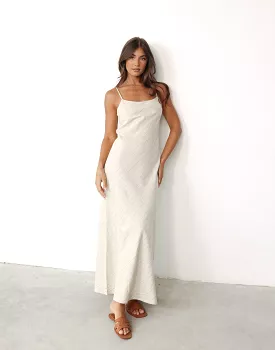 Nicolah Maxi Dress (Oatmeal Stripe)