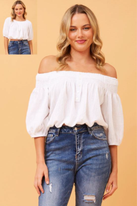 On-Off Shoulder Top White