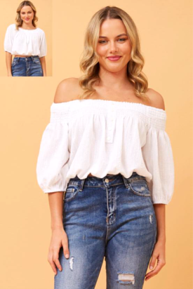 On-Off Shoulder Top White