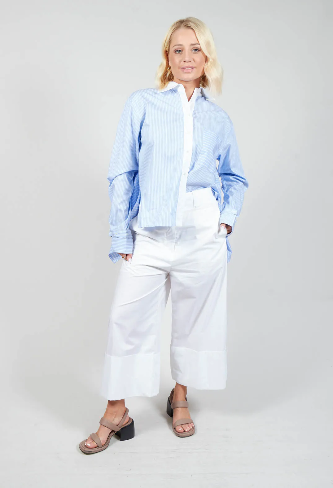 Pinstripe Shirt Ragno in Celeste