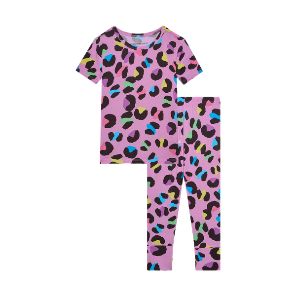 Posh Peanut - Short Sleeve Basic Pajama - Electric Leopard