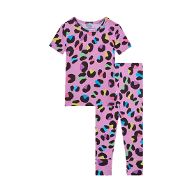 Posh Peanut - Short Sleeve Basic Pajama - Electric Leopard