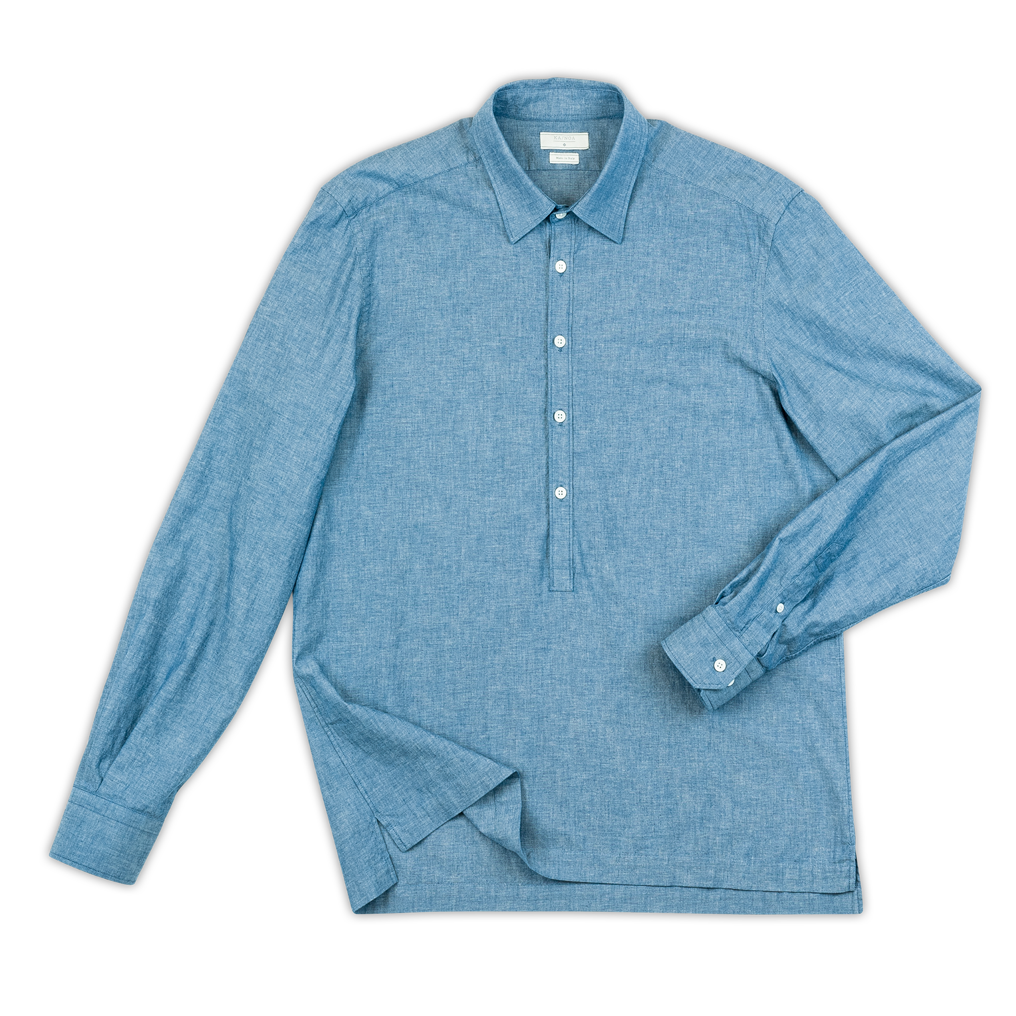 Raimond long-sleeved shirt in indigo cotton (ocean blue)