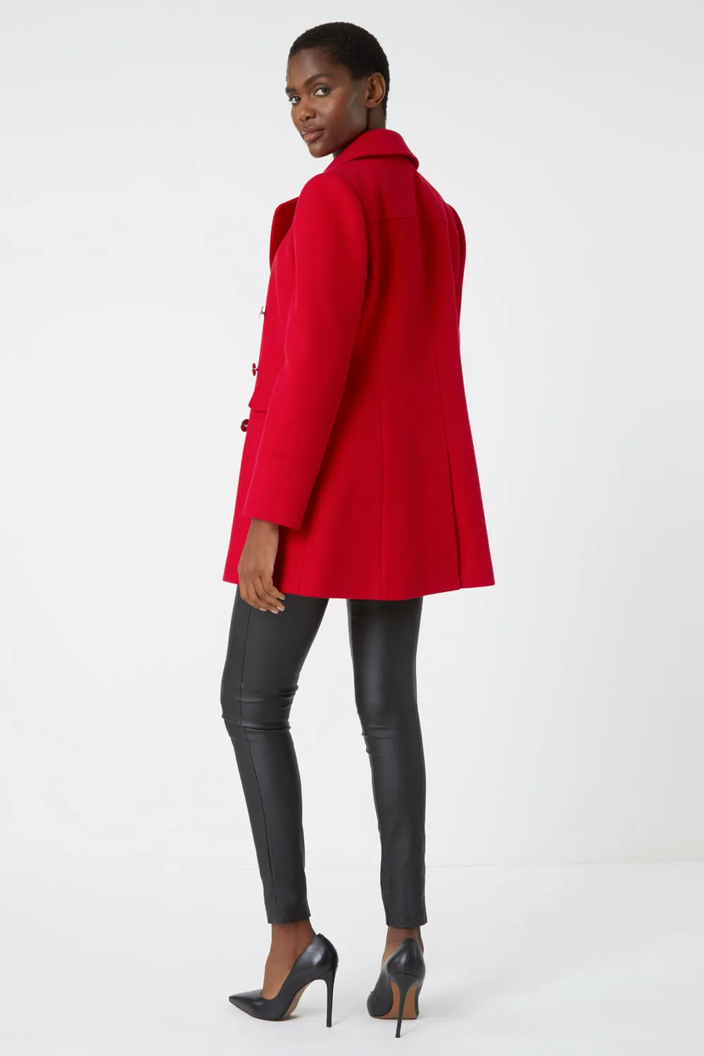 Red Double Breasted Longline Coat | Roman UK