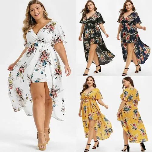 Regular Dress Elegant V Neck Short Sleeve Printing Midi Dress Daily Street