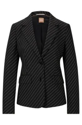 Single-breasted jacket in striped stretch wool