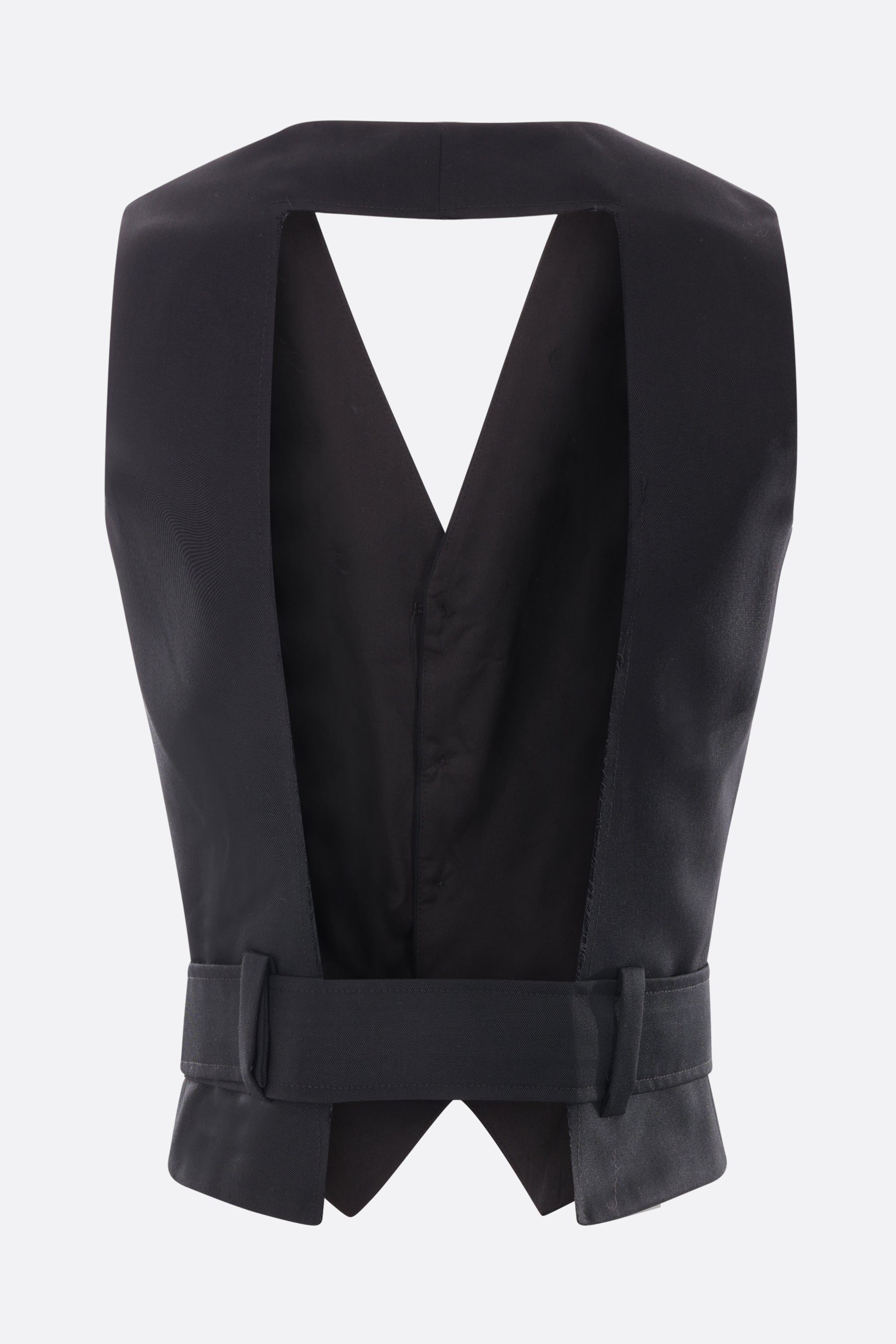 single-breasted wool blend vest with cut-out