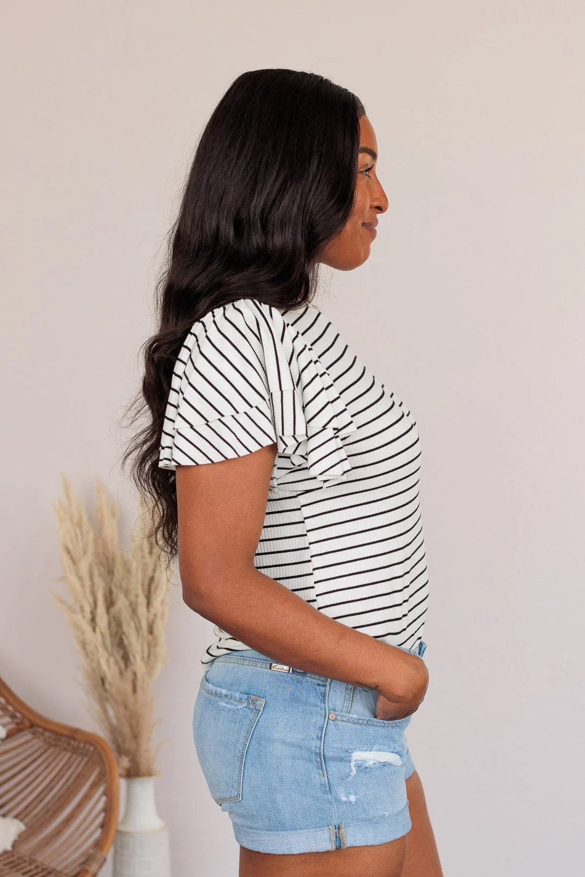 Soar Above The Rest Striped Top- White